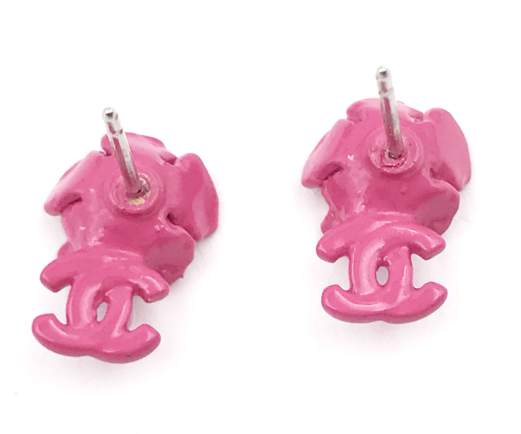 Chanel Fuchsia Flower Mini Piercing Earrings - Image 4