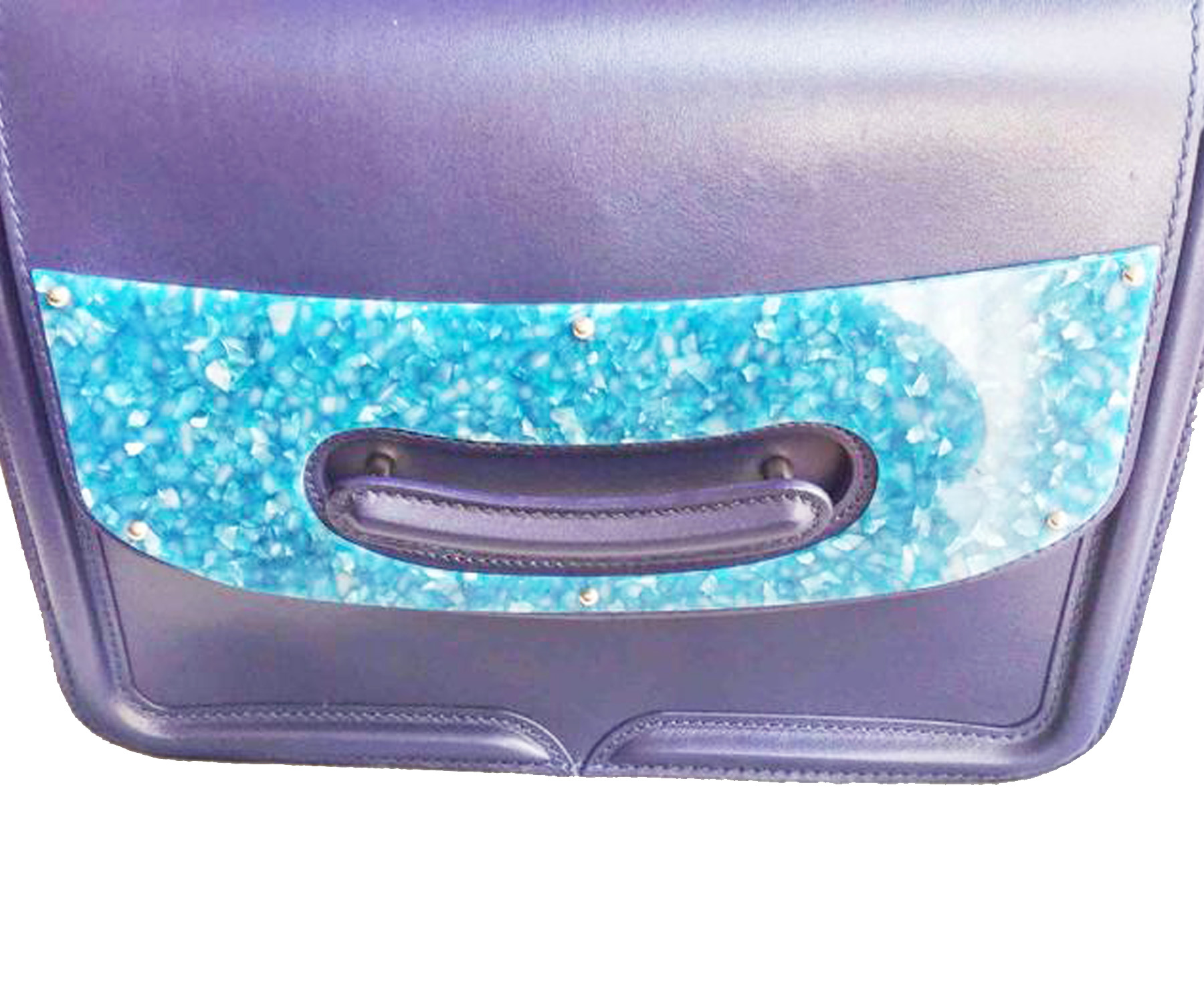 Alexander McQueen Brand New Blue Crystal Lucite Heroine Satchel as seen on Elizabeth Olsen and Lily Collins - Image 5