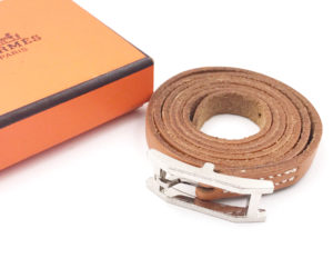 Hermes Palladium H Belt Leather Wrap Bracelet