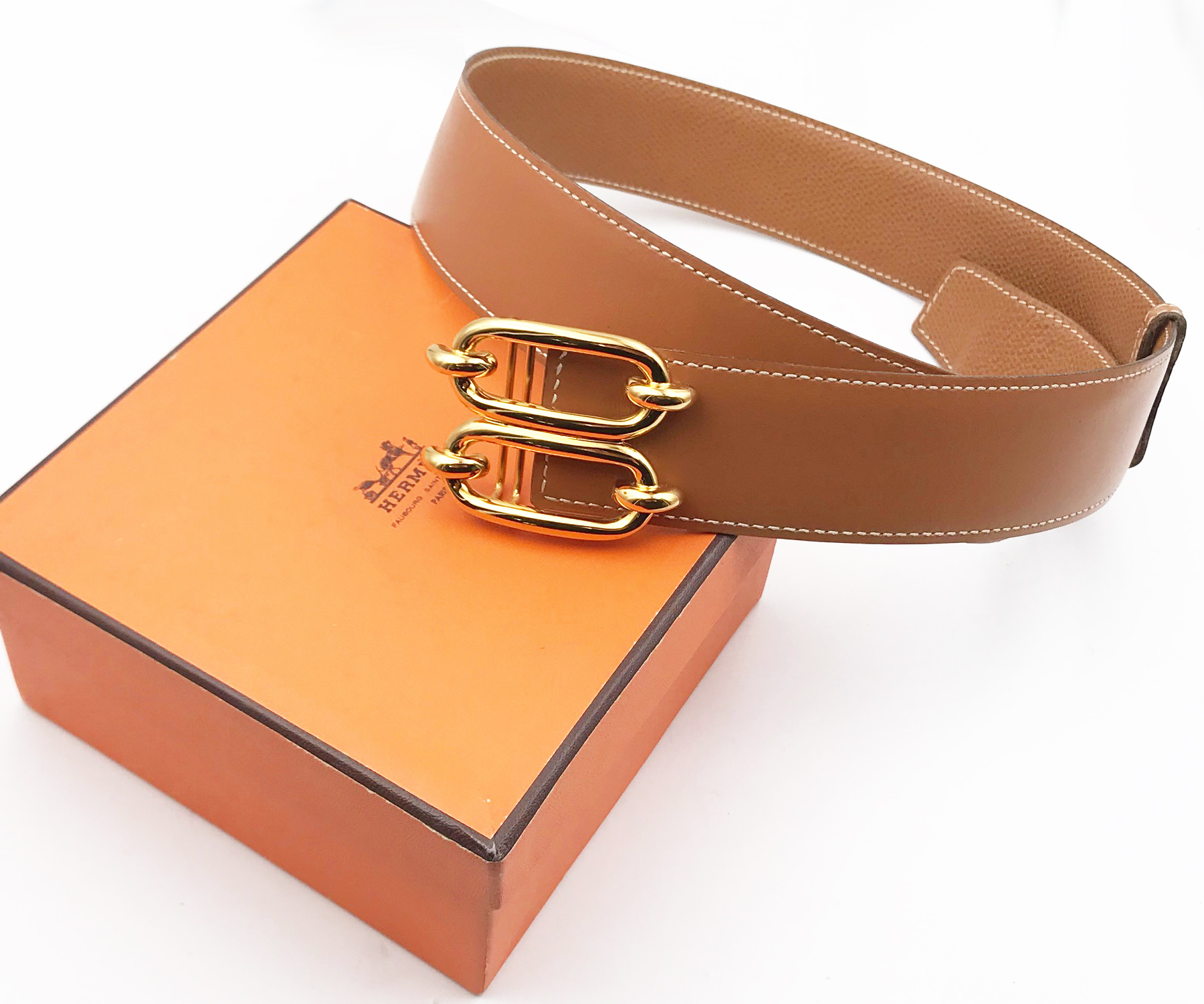 Hermes Gold Plated Double Buckle Wide Belt - Image 2