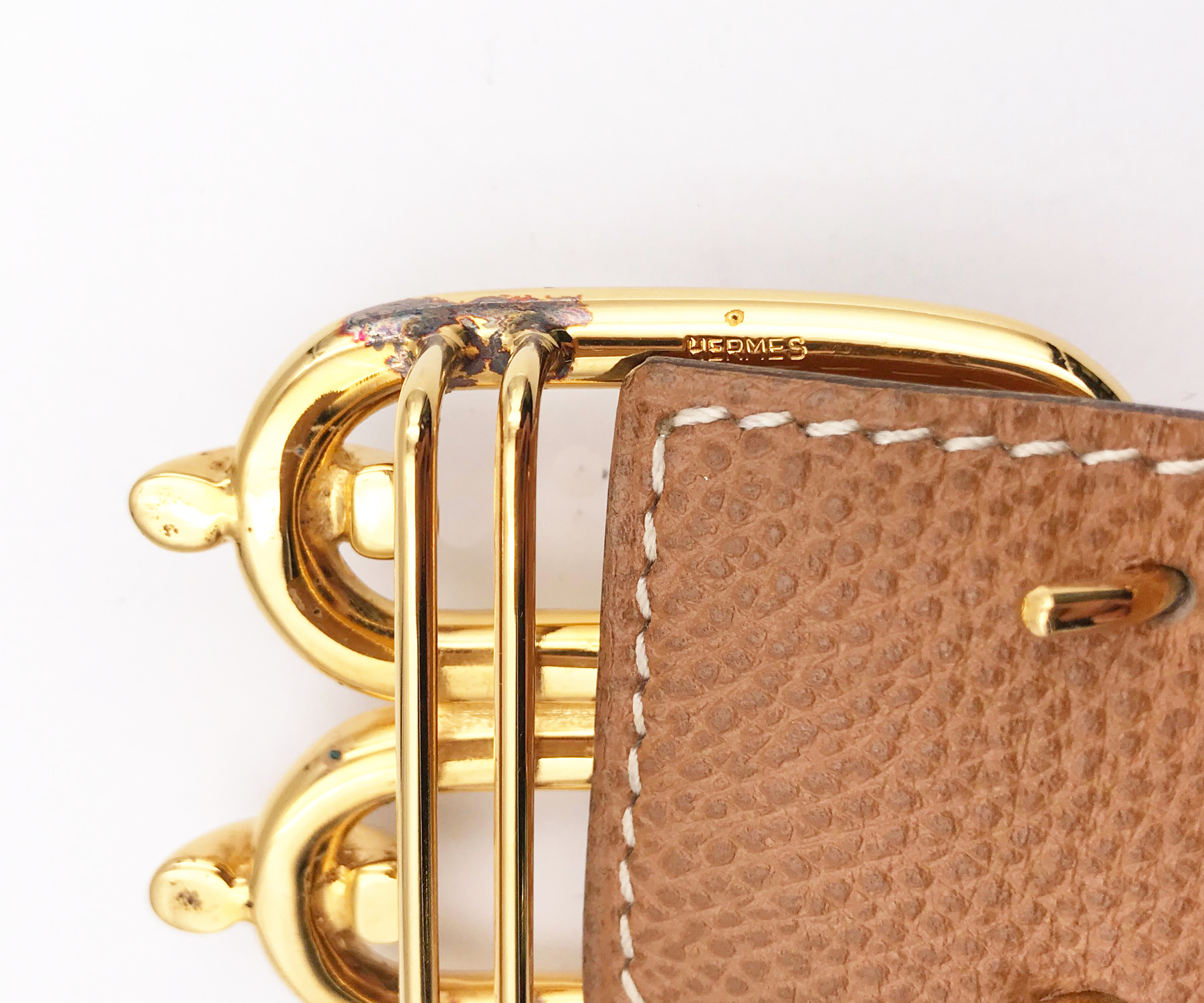 Hermes Gold Plated Double Buckle Wide Belt - Image 4