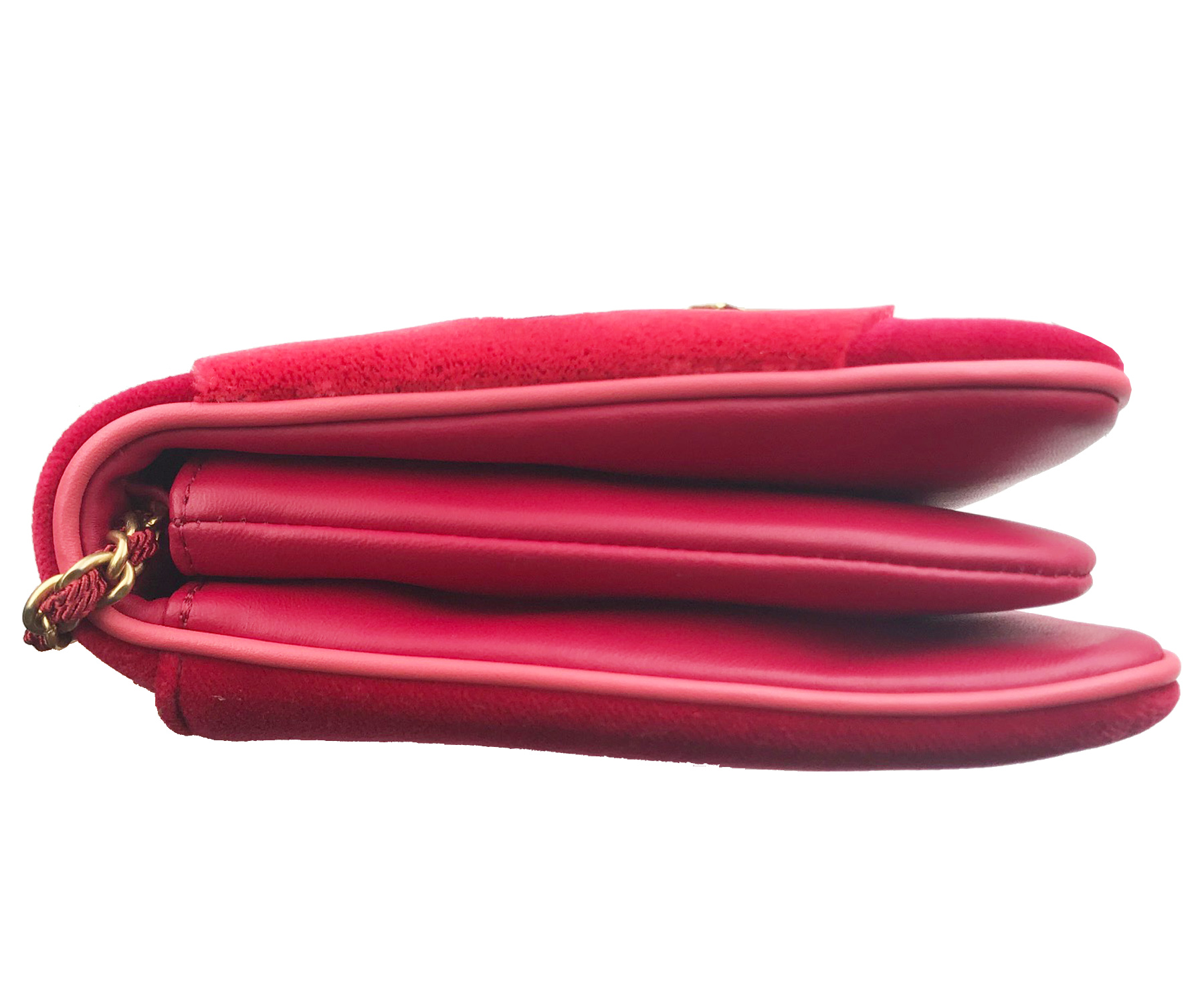 Chanel Brand New Red Camellia Velvet Clutch Crossbody Bag - Image 5