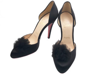 Christian Louboutin Black Silk Satin Pow Pow Pumps Heels