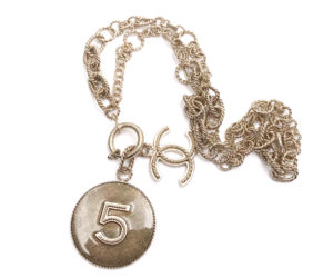 Chanel Light Gold 5 CC Pendant Chain Necklace
