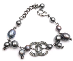 Chanel Grey CC Crystal Fresh Water Bracelet