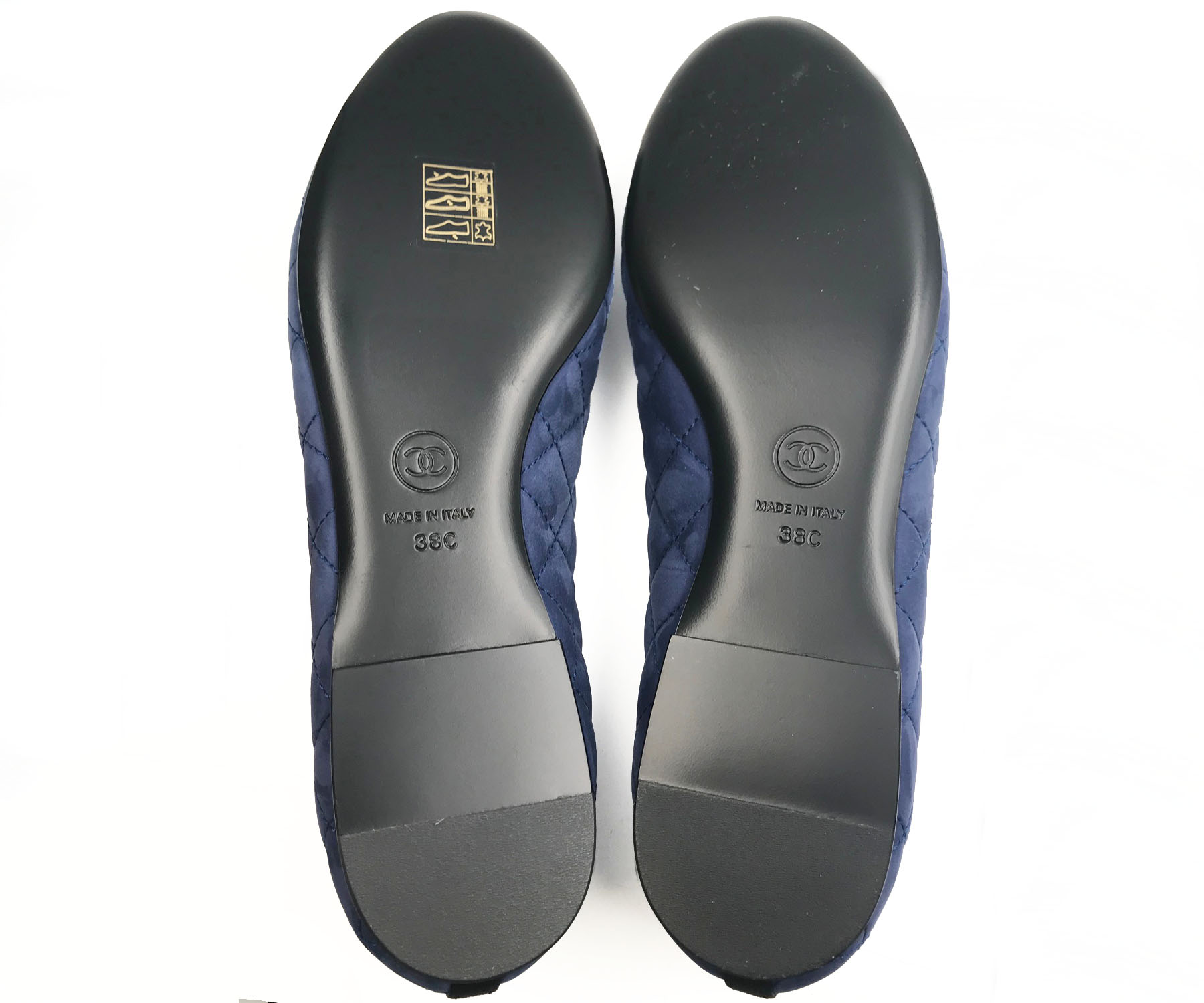 Chanel Brand New Blue Black Leather Ballerina Flats - Image 6