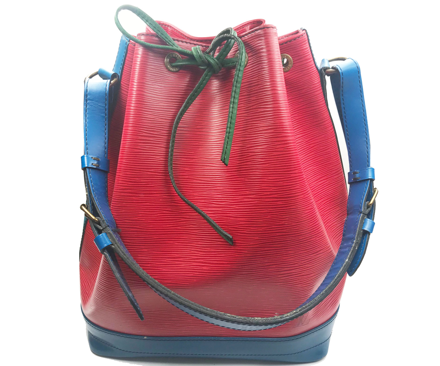 Louis Vuitton Red Blue Green Epi Leather GM Bucket Noe Shoulder Bag - LAR Vintage