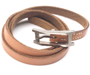 Hermes Unisex Brown Hapi Palladium H Wrap Bracelet