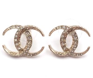 Chanel Gold CC Dubai Moonlight Crystal Piercing Earrings