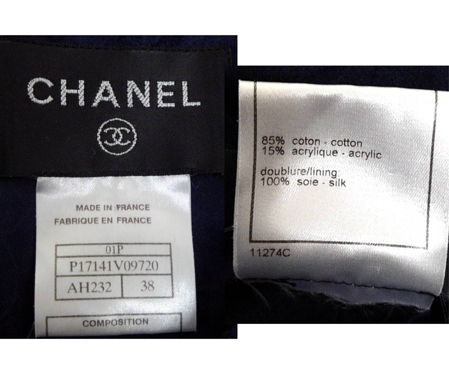 Chanel Navy Patterned Long Coat - Image 5