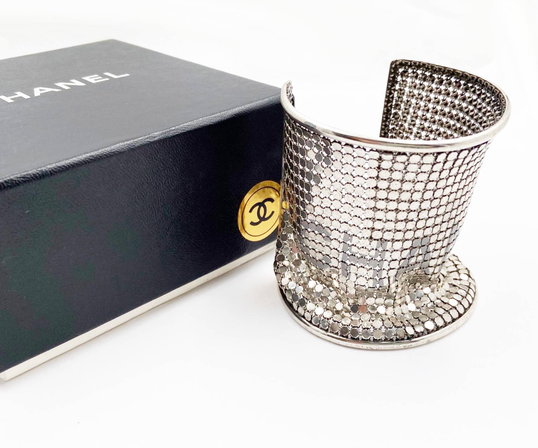 Chanel Silver CC Bling Cuff Bracelet - Image 2
