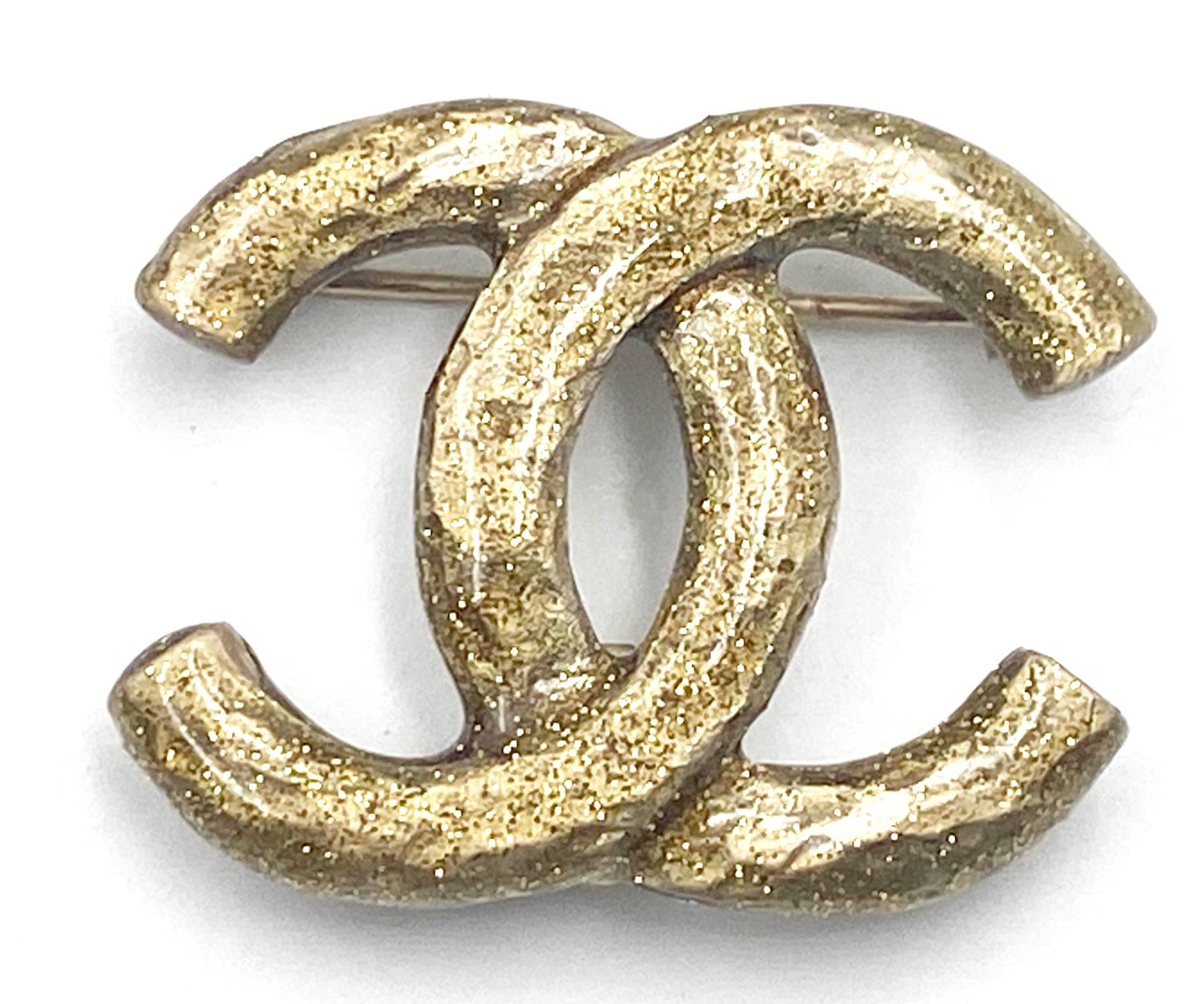Chanel Gold CC Glitter Pendant Small Brooch