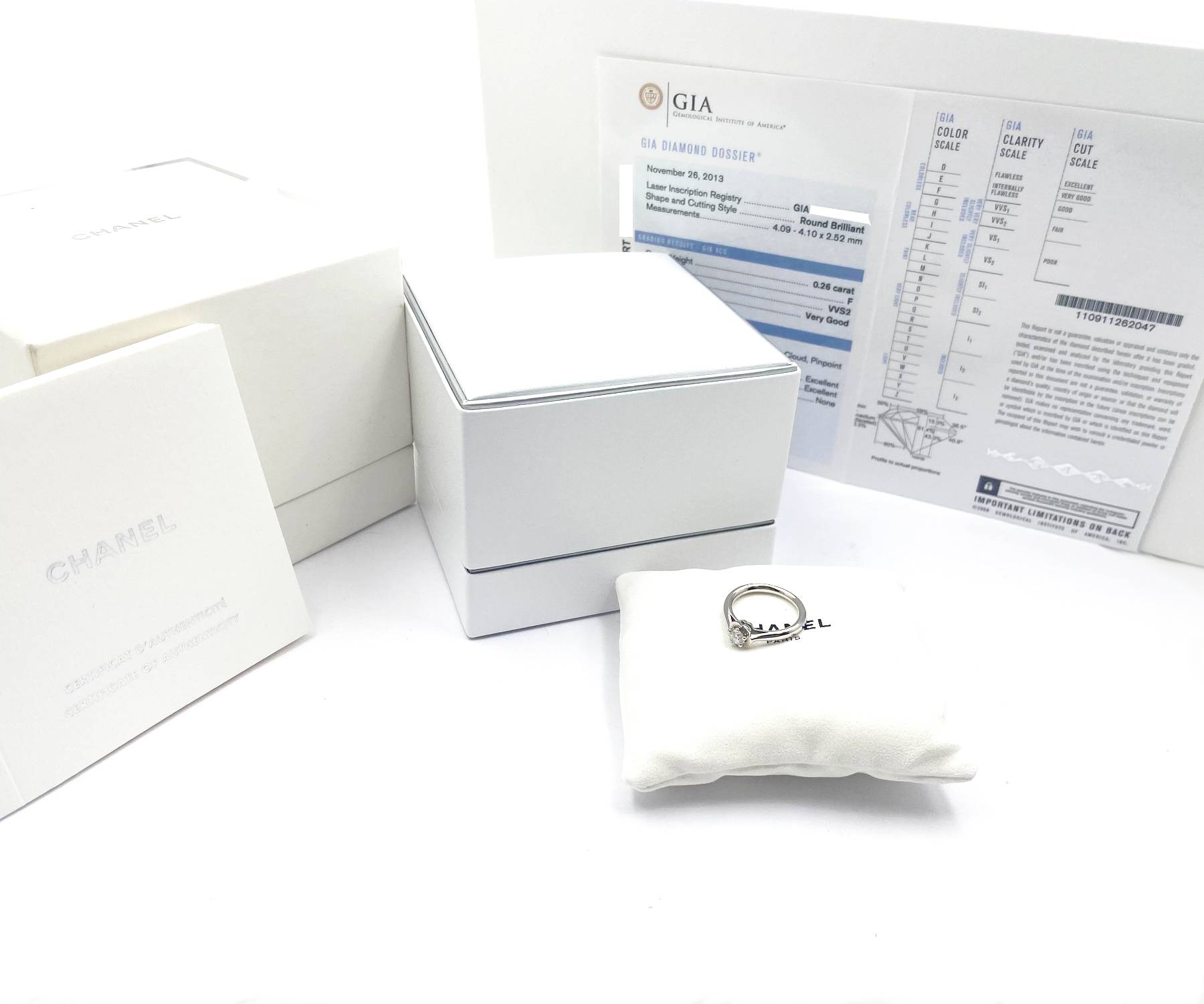 Chanel PT950 Platinum 0.26C Diamond Camellia Ring 5 - Image 2