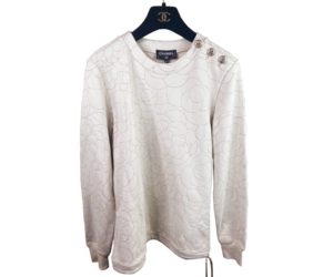 Chanel Brand New Beige Gold Camellia Stitching Sweatshirt