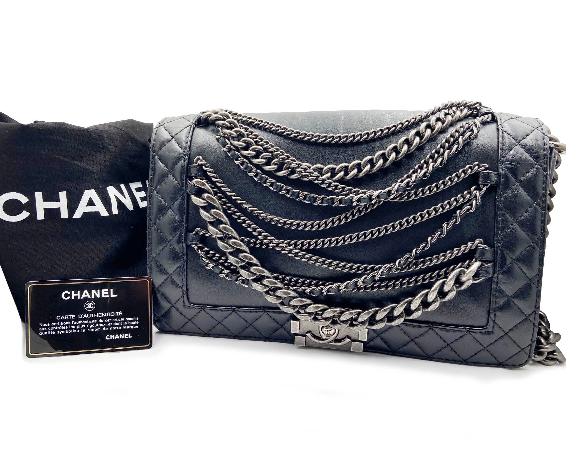 Chanel Black Enchained Medium Boy Bag - Image 4