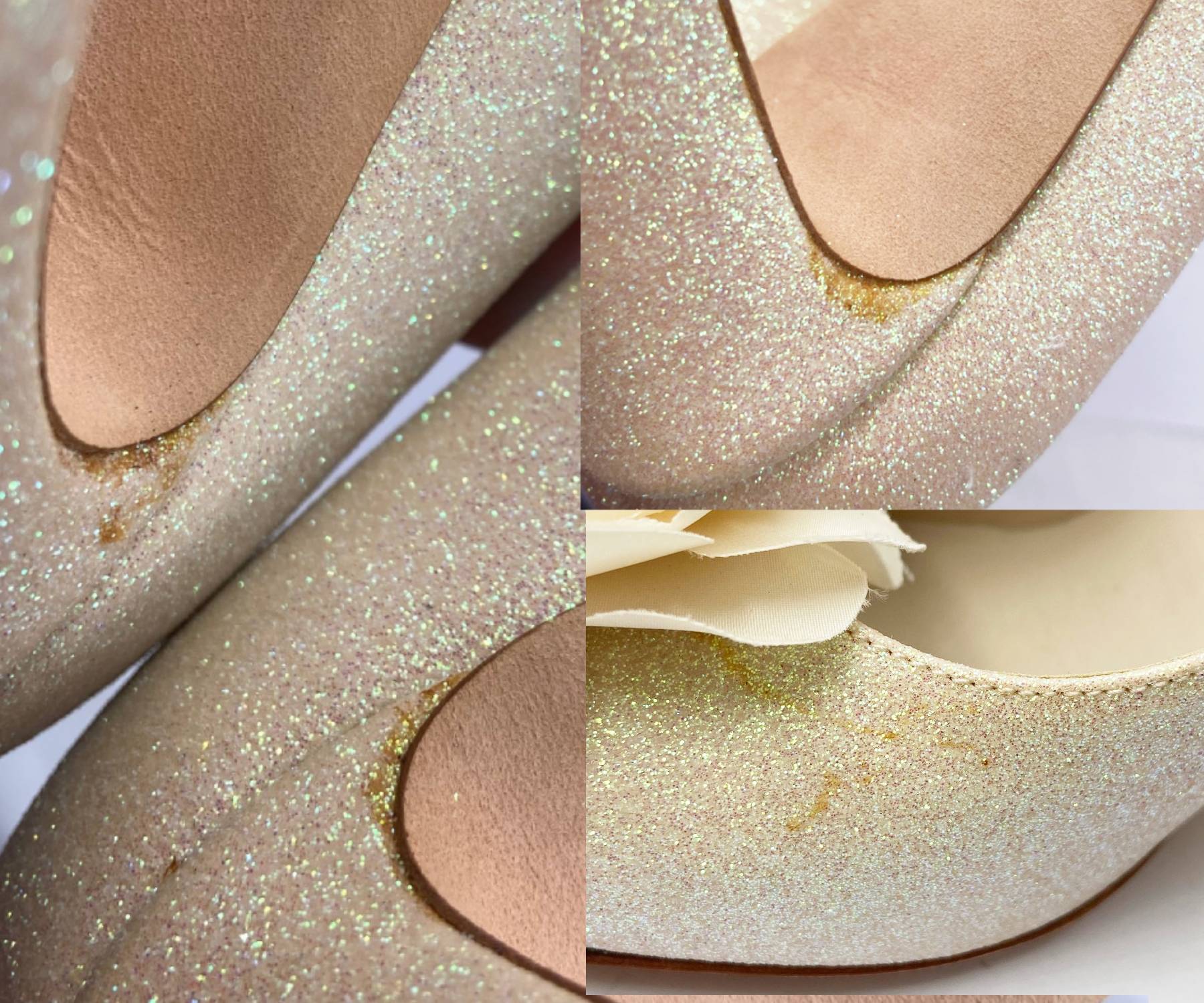 Chanel Brand New Classic Champagne Glitter Camellia Flower Leather Pumps - Image 8