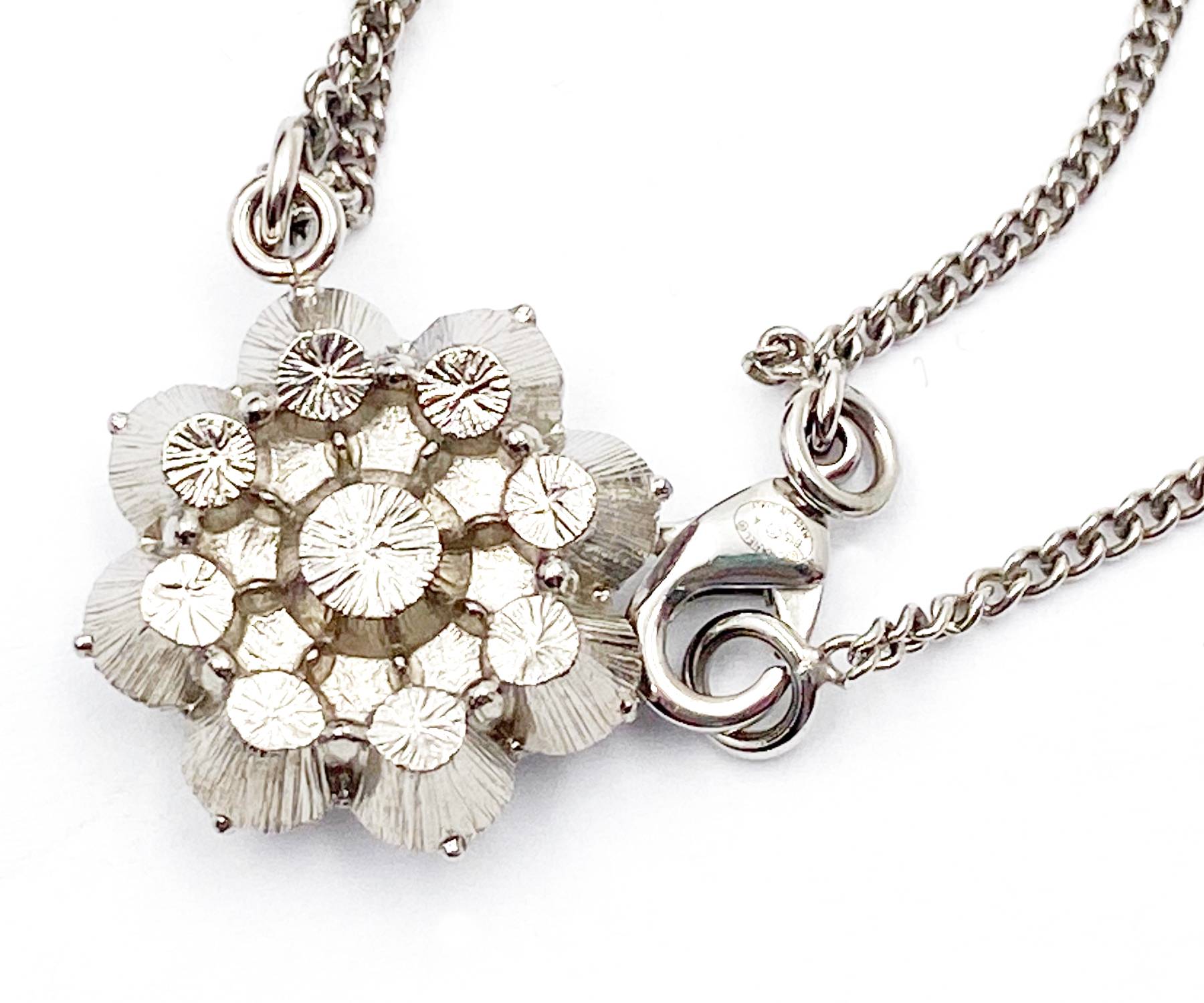 Chanel Silver CC Snowflake Silver Grey Crystal Necklace - Image 3