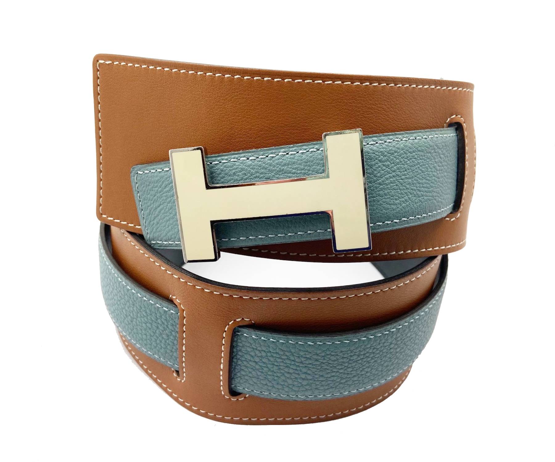 Hermes Constance 32mm Ivory H Bucket 2 Way Belt 85cm