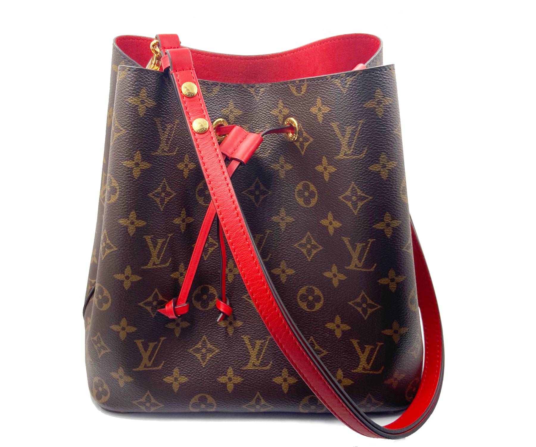 Louis Vuitton NeoNoe Canvas Red Poppy Bucket Crossbody Shoulder Bag | LAR Vintage