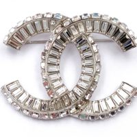 Chanel Brand New Classic Silver CC Baguette Crystal Brooch - LAR Vintage