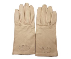 Hermes Light Beige H Leather Gloves
