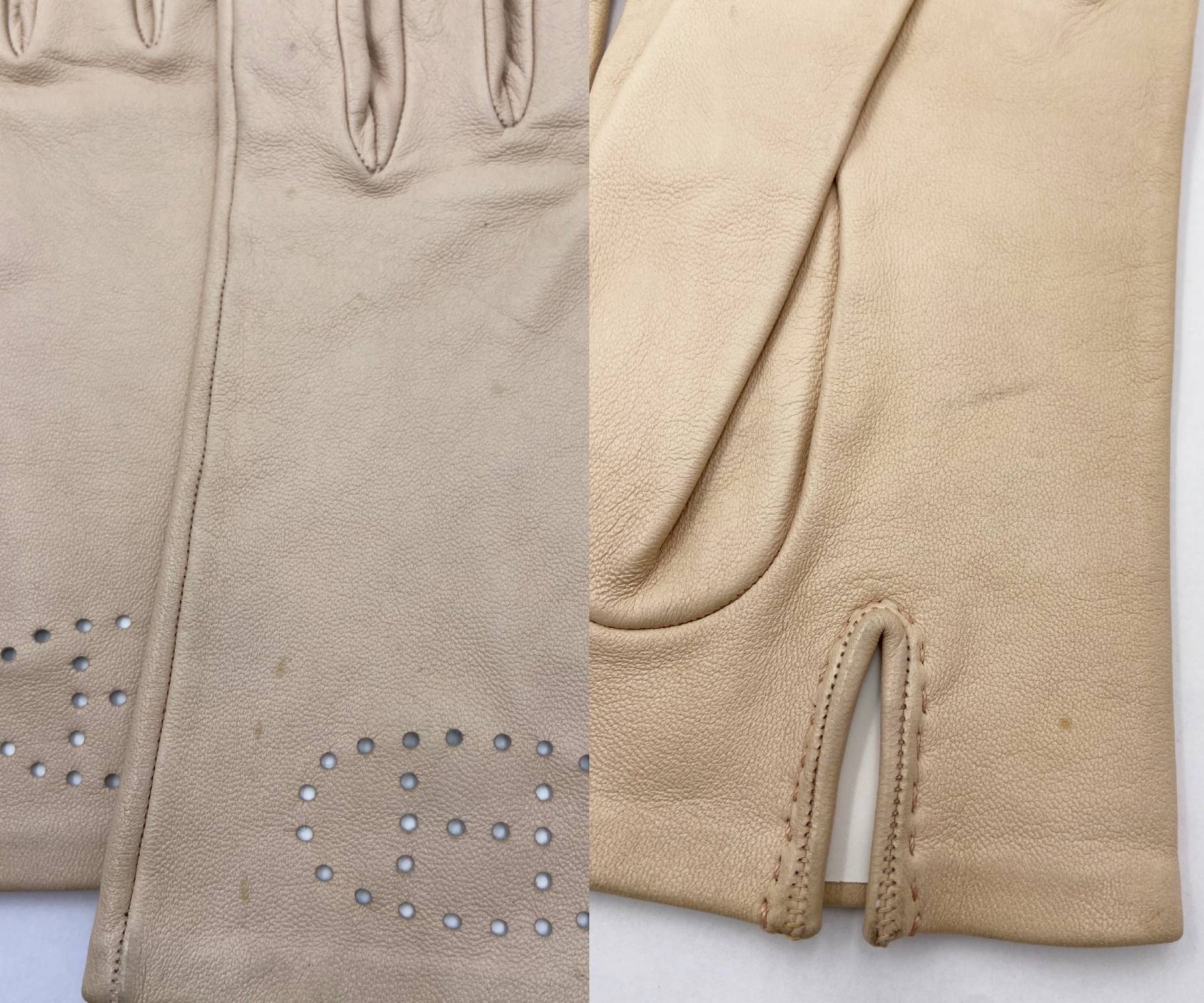 Hermes Light Beige H Leather Gloves - Image 4