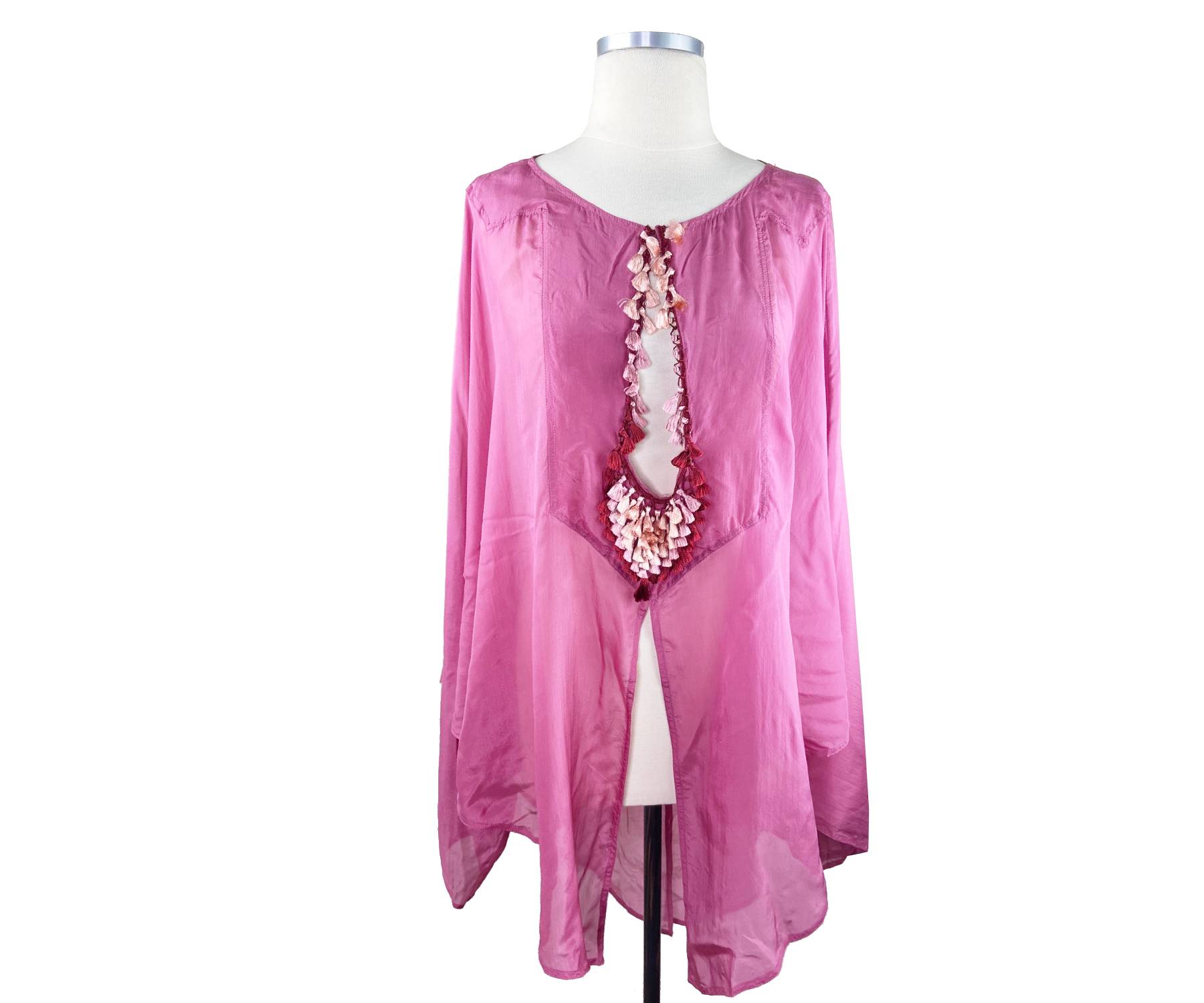 Gucci Peony Silk Tassel Oversized Cover Top