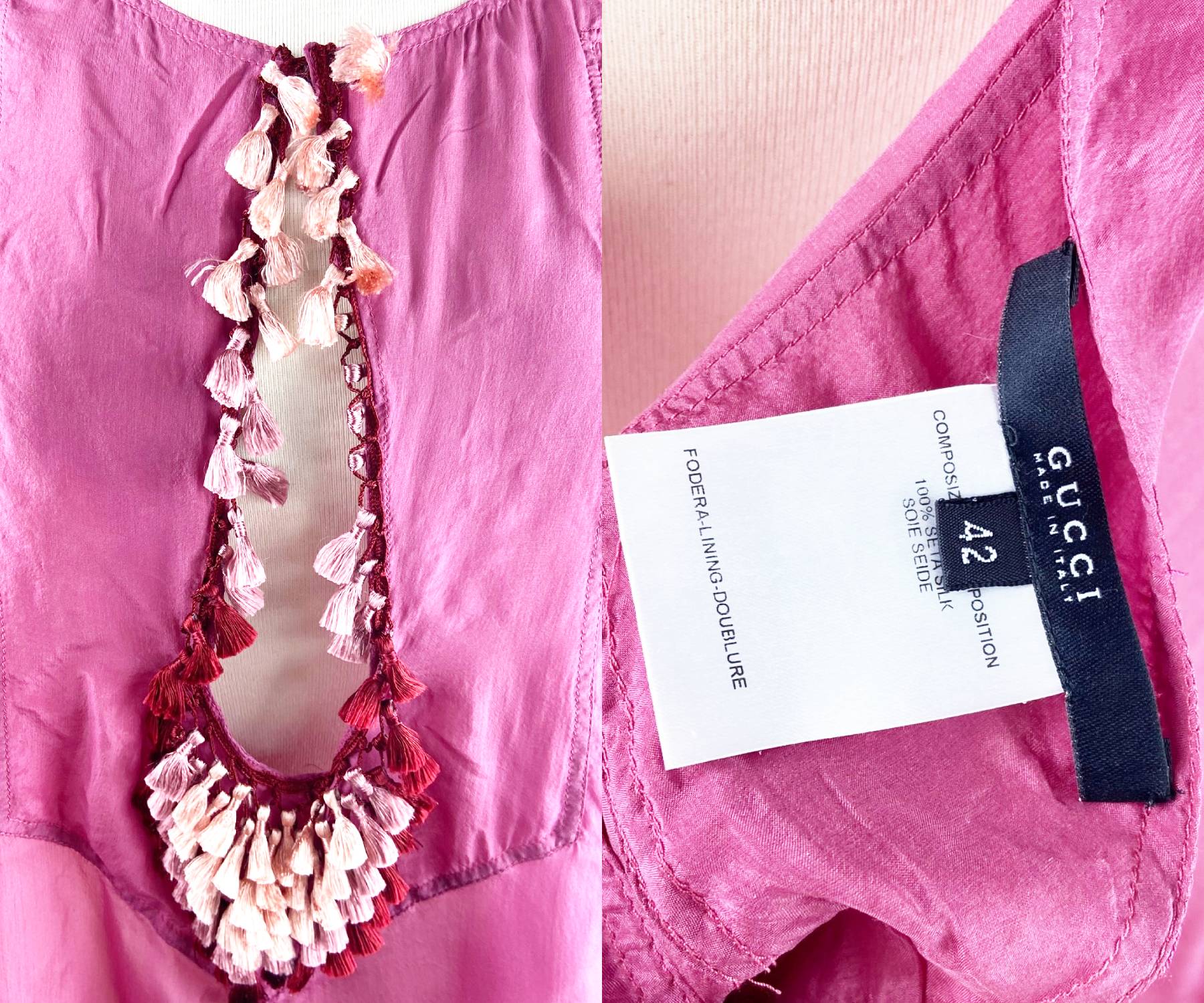 Gucci Peony Silk Tassel Oversized Cover Top - Image 5