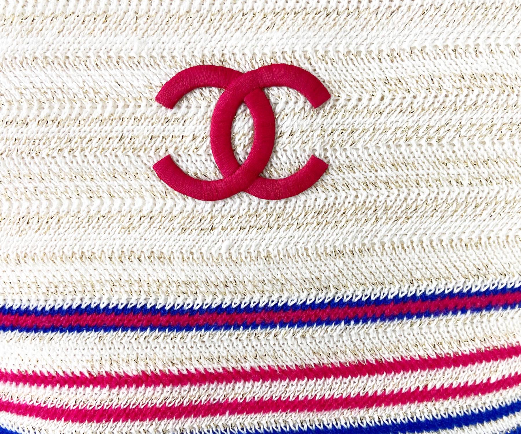Chanel Brand New Reversible Ivory Blue Red Stripe Cashmere Linen Maxi Dress - Image 5