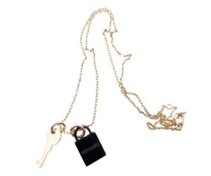 Hermes Brand New Amulette Padlock PM Brown Gold Necklace