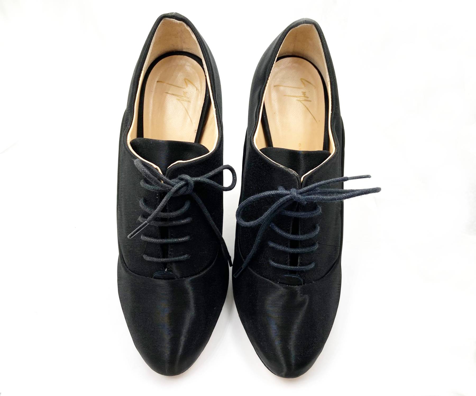 Giuseppe Zanotti Black Lace up Satin Ankle Boots Heels - Image 3