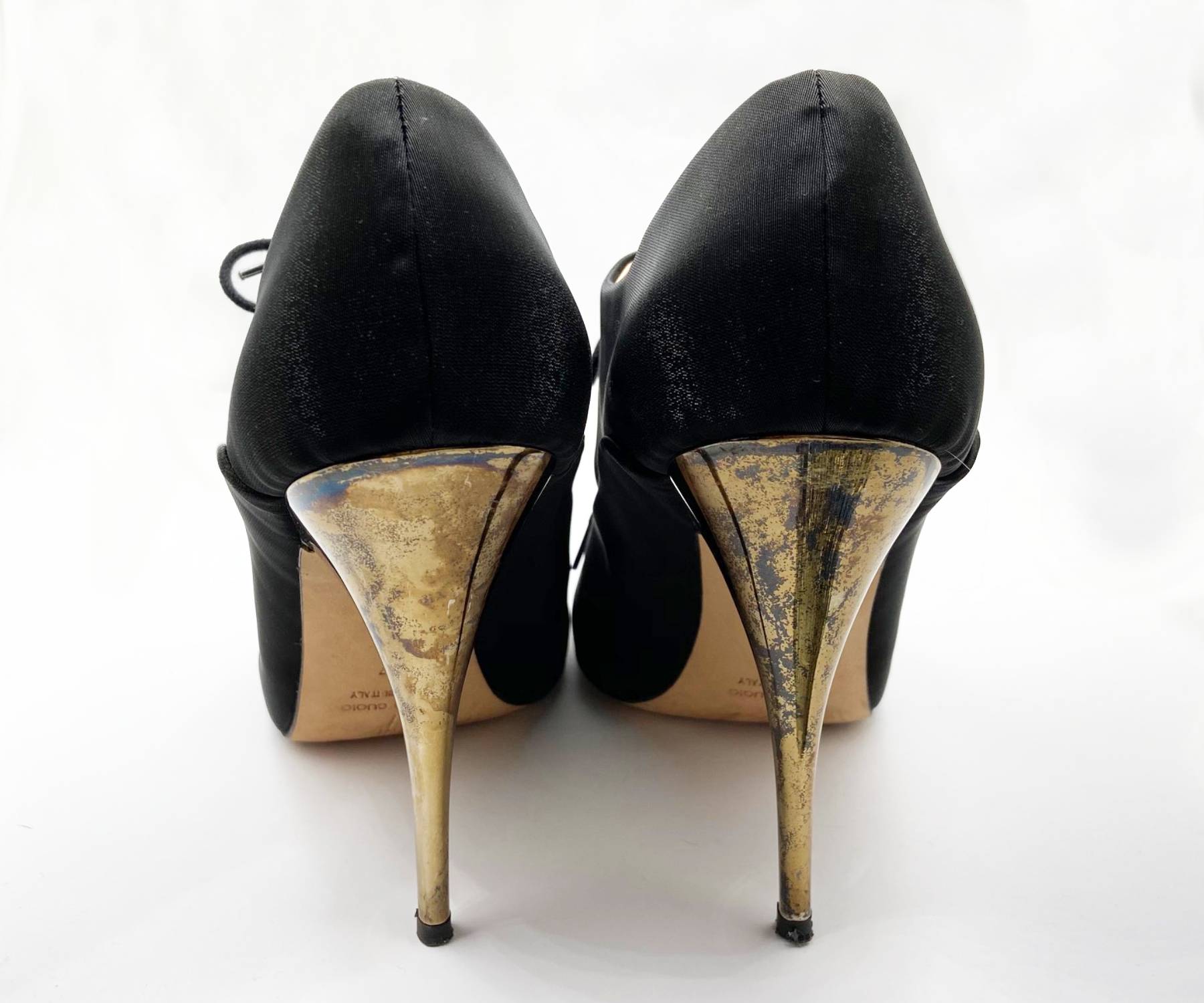 Giuseppe Zanotti Black Lace up Satin Ankle Boots Heels - Image 5