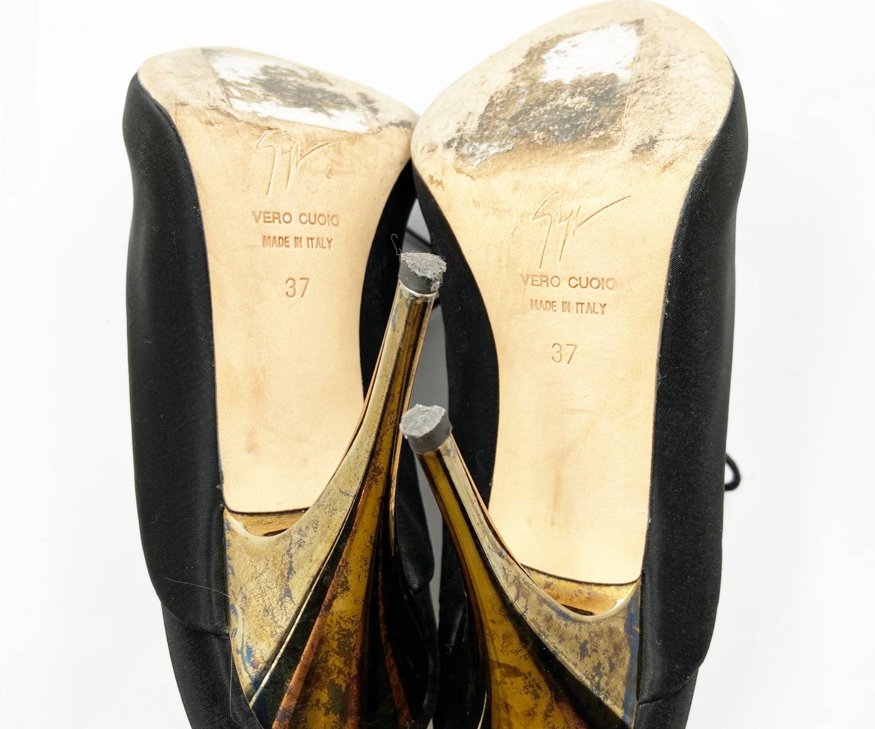 Giuseppe Zanotti Black Lace up Satin Ankle Boots Heels - Image 7