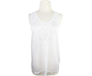 Chanel Brand New Ivory CC Knit Racer Back Top
