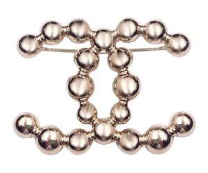 Chanel Brand New Light Gold CC Bead Brooch