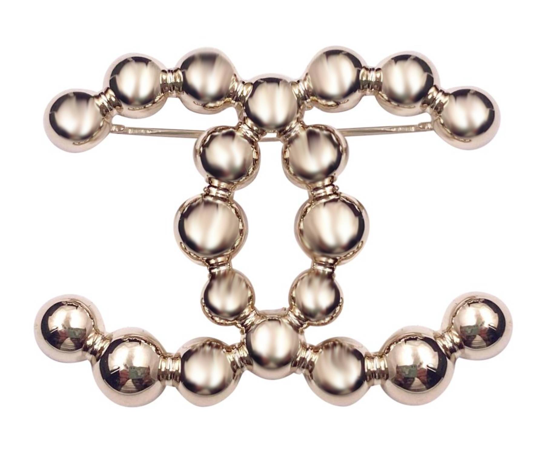 Chanel Brand New Light Gold CC Bead Brooch