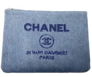 Chanel Brand New Deauville Blue Denim Sequin Large Clutch