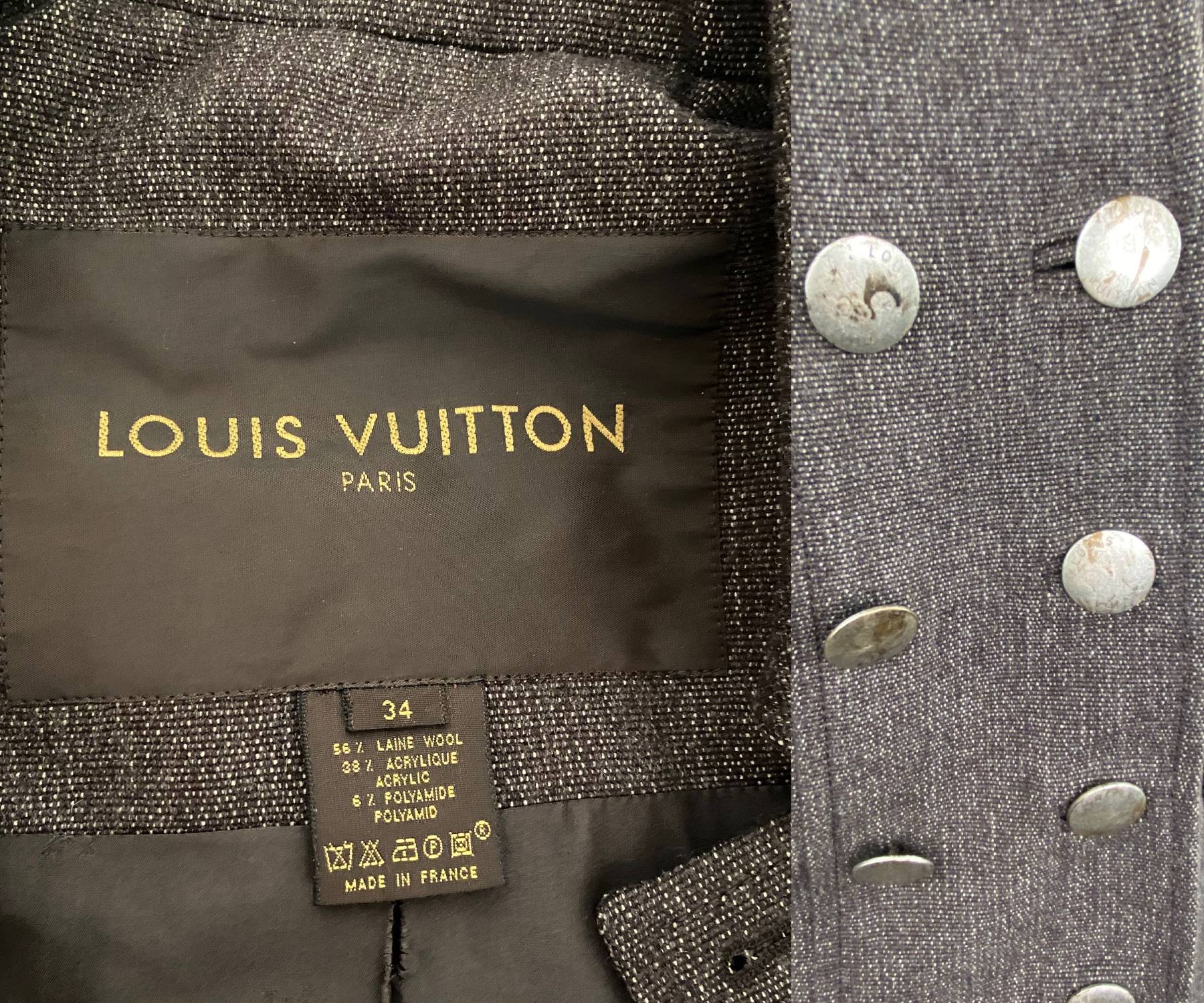 Louis Vuitton Brown Wool Double Breast Tailored Military Jacket - Image 4