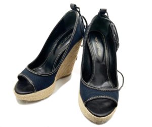 Sergio Rossi  Black Straw Wedges