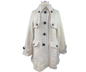 Burberry Blue Label  Burberry Patten Texture Ivory A Line Coat