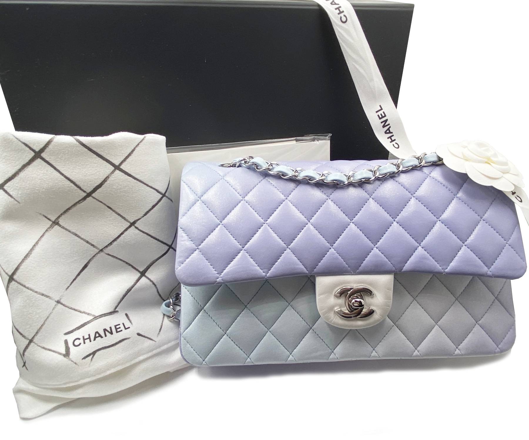 Chanel Brand New Classic Rare 10 Medium Lavender Blue Ombre Degrade Bag - Image 2
