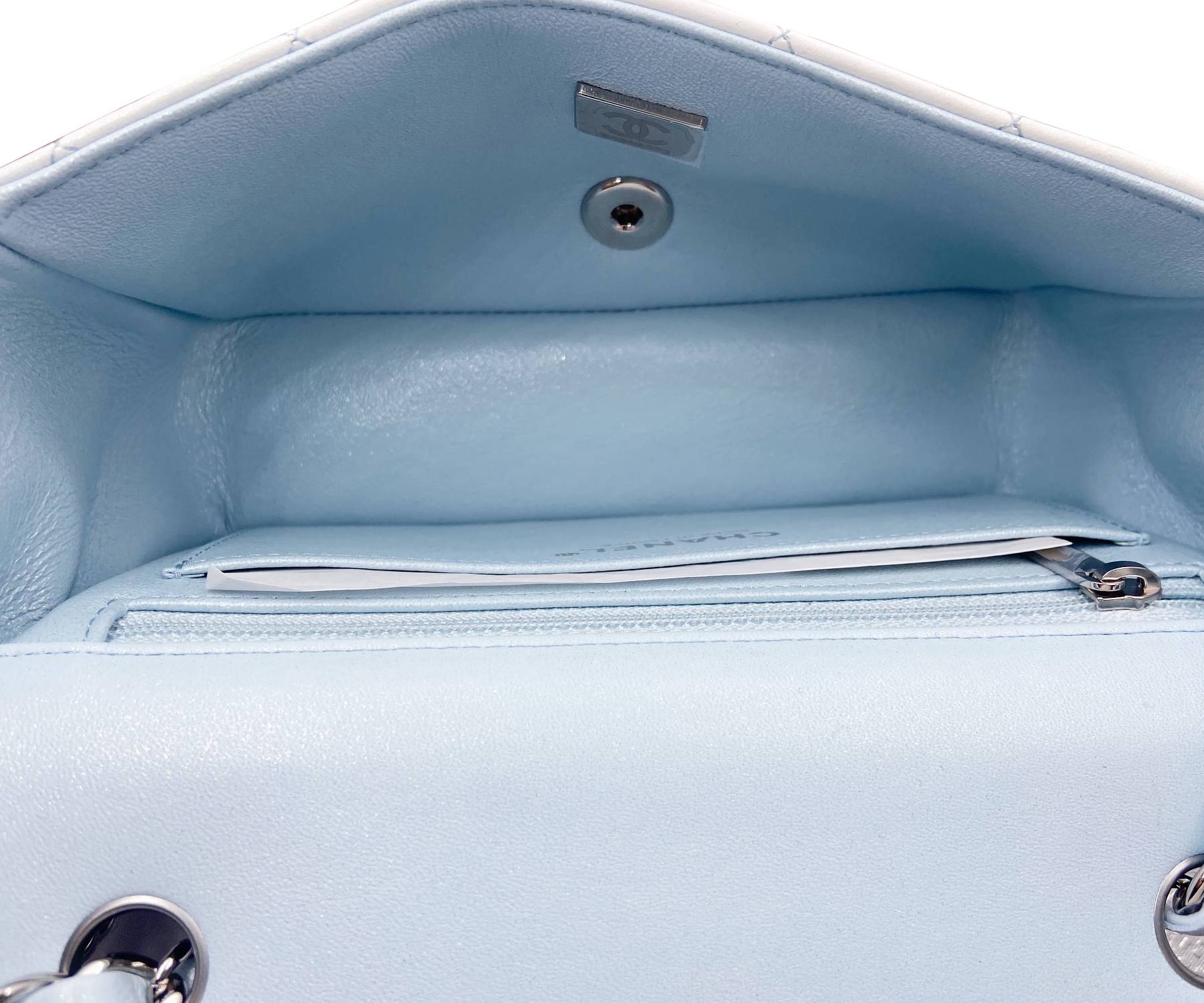 Chanel Brand New Classic Rare Lavender Blue Ombre Degrade Mini Rectangle Crossbody Bag - Image 4