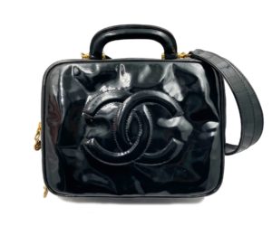 Chanel Vintage Black Patent Leather Vanity Case Shoulder Bag