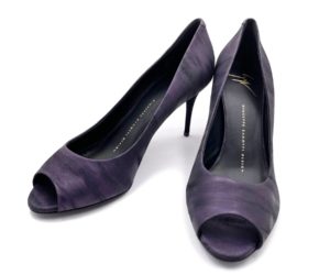 Giuseppe Zanotti Brand New Dark Purple Strippy Leather Pumps