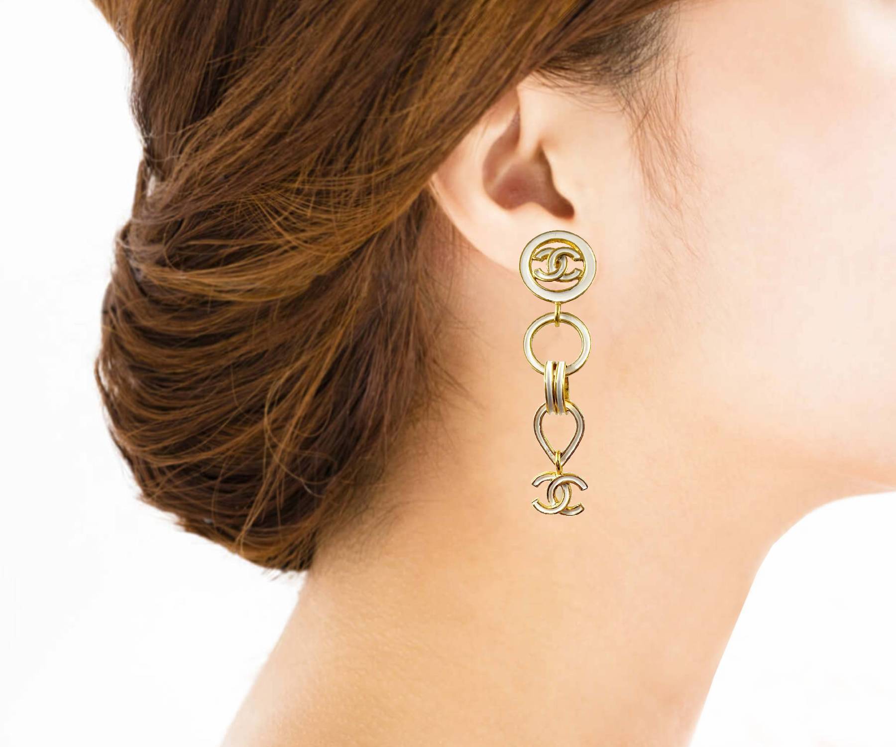 chanel vintage earrings pearl drop