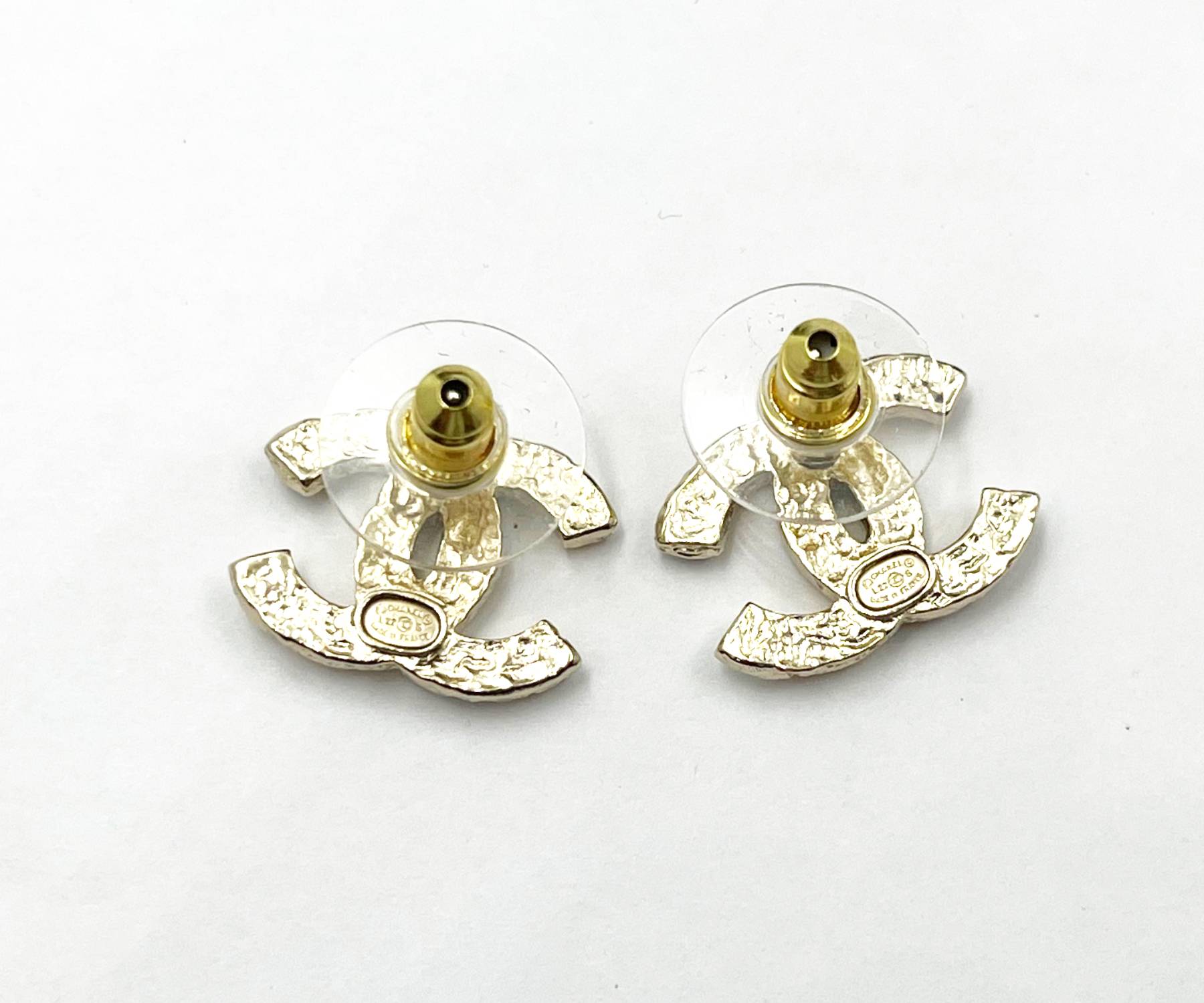Chanel Brand New Gold CC Colorful Gemstone Piercing Earrings - Image 3