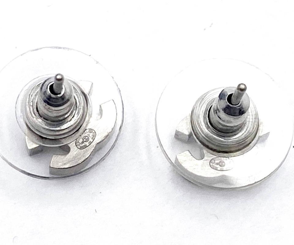 Chanel Super Rare Silver CC Crystal Mini Piercing Earrings - Image 3