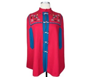 Gucci Red Tiger Embroidered  Cape Poncho