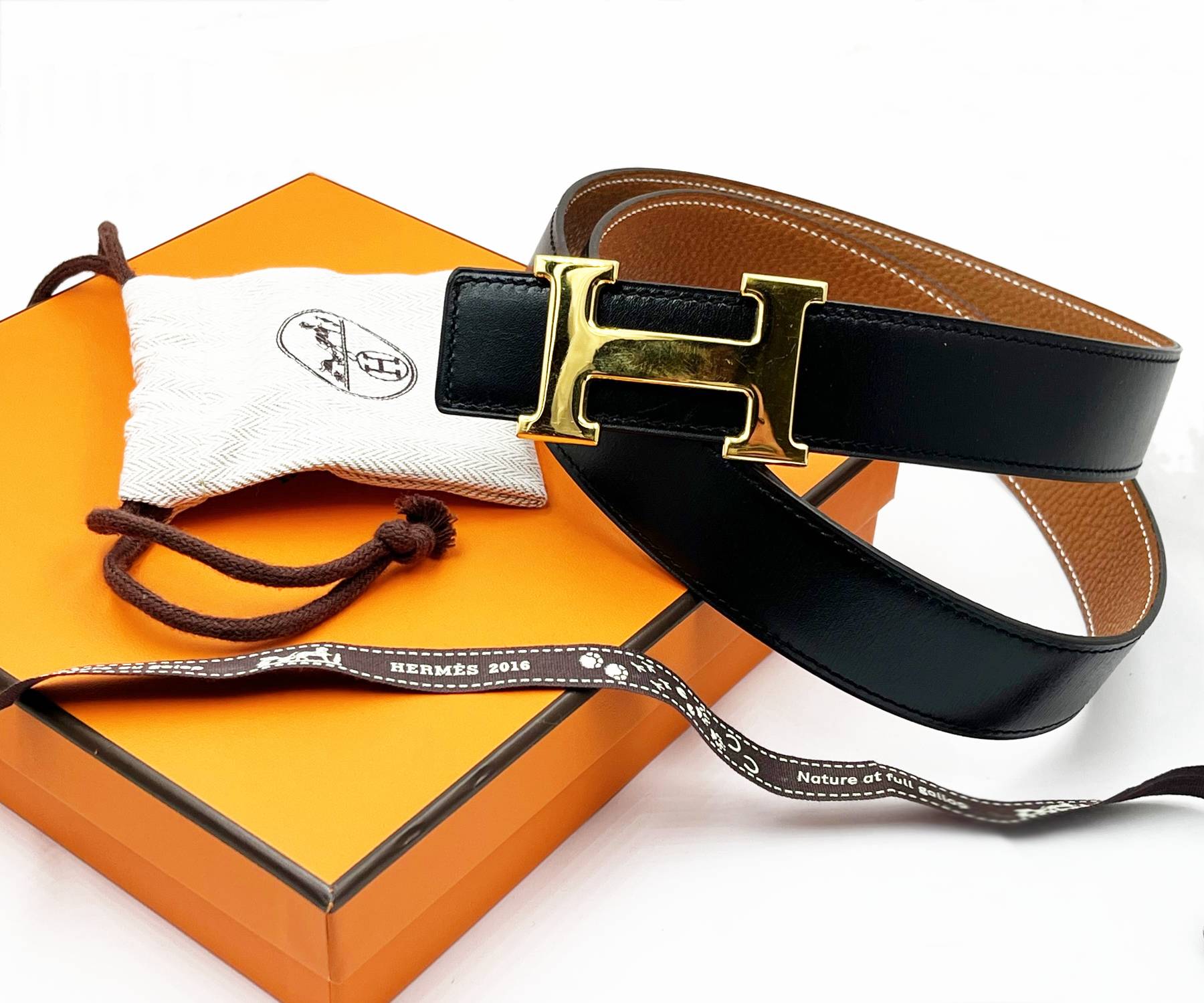 Hermes Constance 32mm Gold H Black Brown Reversible Belt 95cm - Image 2