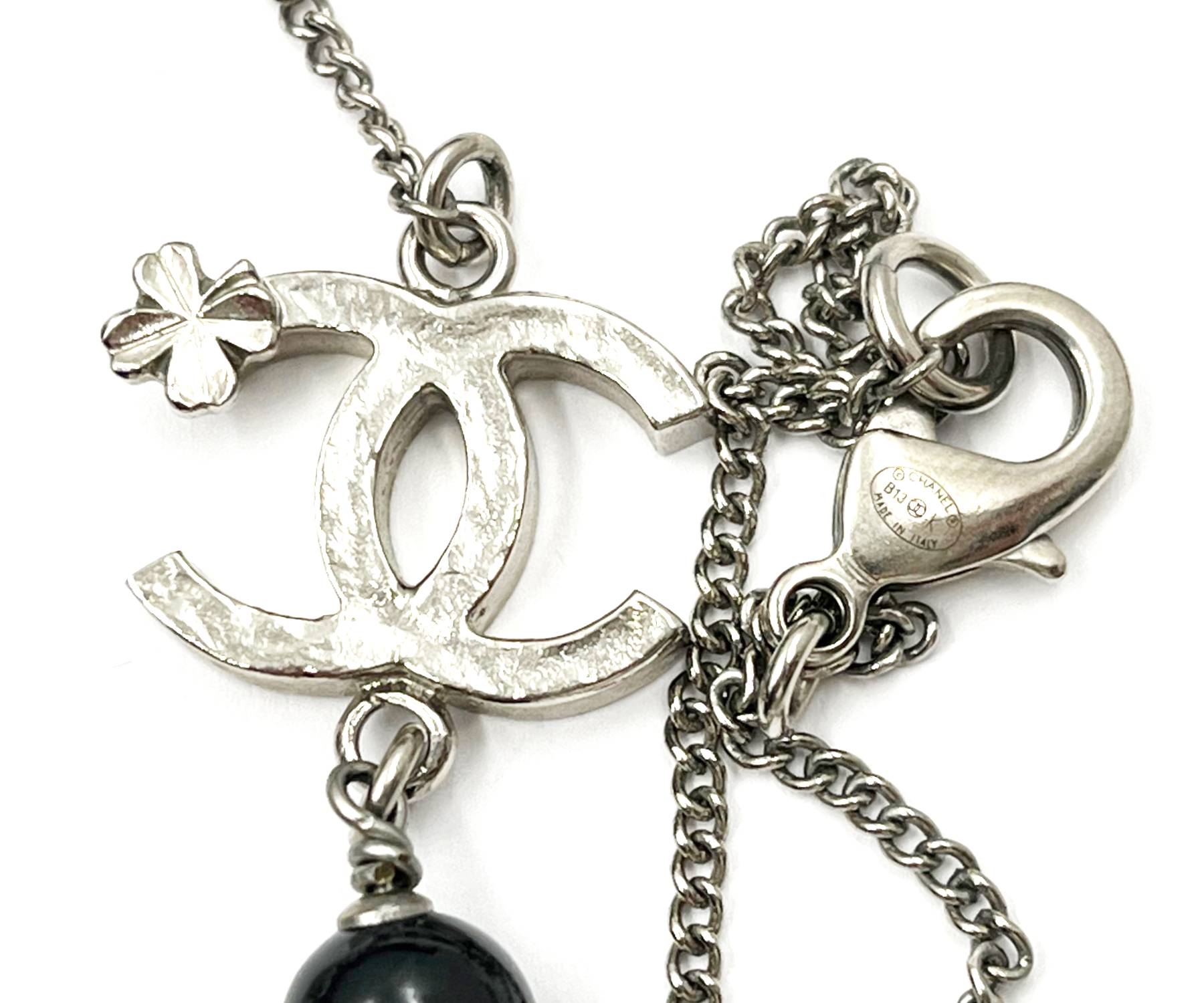 Chanel Rare Silver CC Black Globe Tower CoCo Pendant Pearl Necklace - Image 5